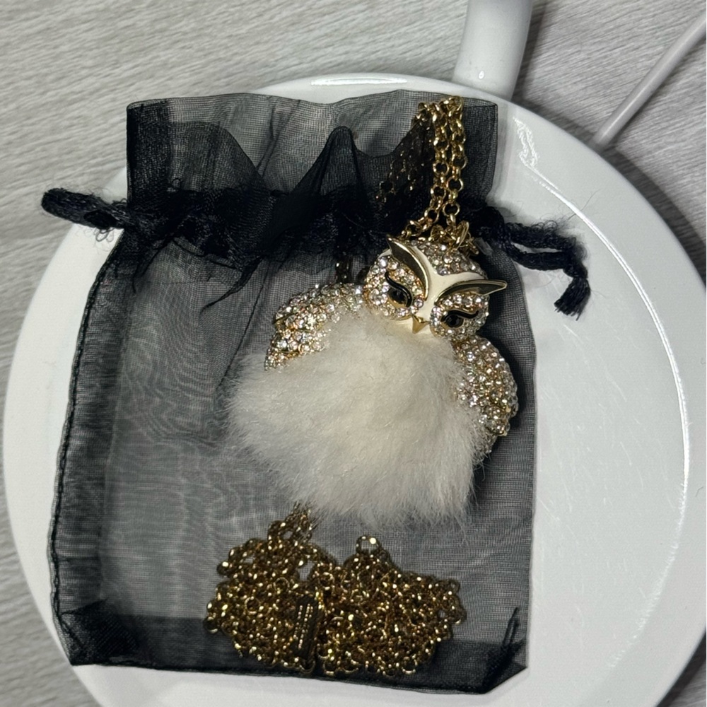 Kate Spade Star Bright Owl Pendant Necklace Gold White